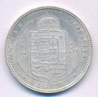 1880KB 1Ft Ag "Ferenc József / Középcímer" T:XF 
Hungary 1880KB 1 Forint Ag "Franz J...