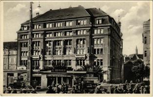 Pozsony, Pressburg, Bratislava; Tatra-Banka / Tátra bank, M. Berger üzlete, teherautó / bank, shop, truck (EK)