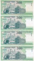 2002. 200Ft "FA" és "FB" (3x) + 2003. 200Ft "FC" T:F közte szép papír