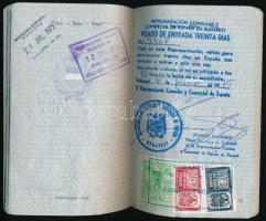 1972 Magyar Népköztársaság által kiállított útlevél, svéd, svájci, spanyol stb. vízumokkal + statisz...