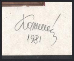 Koppány Frigyes (?-?): Négyzetek, 1981. Filctoll, papír, jelzett, kartonra kasírozva. 17x17 cm