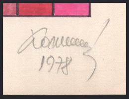 Koppány Frigyes (?-?): Op-art kép, 1978. Filctoll, papír, jelzett, papírra kasírozva. 16,5x16 cm