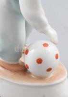 Zsolnay labdázó kisfiú. Jelzett, hibátlan, m: 11,5 cm