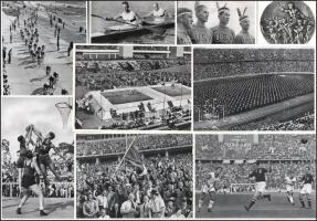 1936 Gyűjtőképek a berlini olimpiáról, több sportágról, a magyar futballválogatottról is, 23 db 17×1...