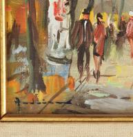 Olvashatatlan jelzéssel: Párizsi részlet, háttérben a Notre dame. Olaj, vászon. Keretben. 23×27 cm