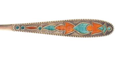 Aranyozott ezüst (Ag) kiskanál készlet 6 db zománc díszítéssel. jelzett 90 g