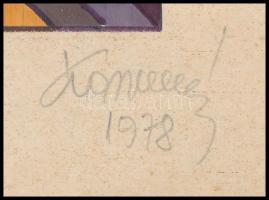 Koppány Frigyes (?-?): Geometrikus formák, 1978. Filctoll, papír, jelzett, kartonra kasírozva. 15x15...