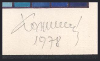 Koppány Frigyes (?-?): Változó négyzetek, 1978. Filctoll, papír, jelzett, papírra kasírozva. 18x18 c...