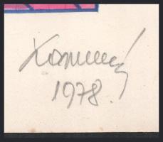 Koppány Frigyes (?-?): Geometria, 1978. Filctoll, papír, jelzett, papírra kasírozva. 16x16 cm