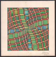 Koppány Frigyes (?-?): Op-art kompozíció, 1978. Filctoll, papír, jelzett, papírra kasírozva. 18x18 cm