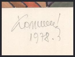 Koppány Frigyes (?-?): Labirintus, 1978. Filctoll, papír, jelzett, papírra kasírozva. 15x15 cm