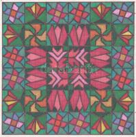 Koppány Frigyes (?-?): Színes formák, 1982. Filctoll, papír, jelzett, kartonra kasírozva. 12x12 cm