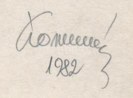 Koppány Frigyes (?-?): Színes formák, 1982. Filctoll, papír, jelzett, kartonra kasírozva. 12x12 cm