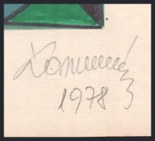 Koppány Frigyes (?-?): Körkörös kompozíció, 1978. Filctoll, papír, jelzett, papírra kasírozva. 16x16...