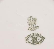 Hüttl Tivadar 5 személyes csésze alátéttel szett. Jelzett, egy darabon repedés, egy darabon lepattan...