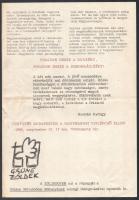 1988 Stop Nagymaros, tüntetés Budapesten a nagymarosi vízlépcső ellen, a Zöldek politikai röplapja, ...