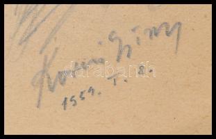 Kornis György (1927-2011): ,,Az író munka közben..." Ceruza, papír, jelzett, 20,5x14,5 cm