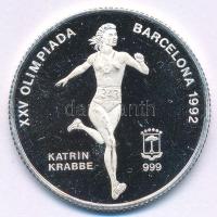 Egyenlítői-Guinea 1992. 7000Fr Ag Nyári Olimpia 1992 Barcelona - Katrin Krabbe T:AU (PP) karc, ujjlenyomat Equatorial Guines 1992. 7000 Francs Ag 1992 Summer Olympics, Barcelona - Katrin Krabbe C:AU (PP) scratch, fingerprints Krause KM#80