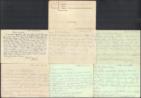 1942-1944 6 db tábori postai levelezőlap és egy meghívó a jászapáti gimnázium farsangi estjére