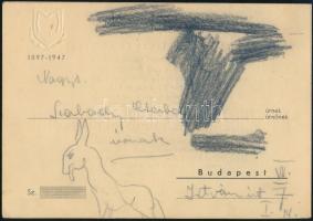 1947 Meghívó a Műegyetemi Atheletikai és Football Club farsangozó álarcos apacs-esetre, ceruzás rajz...