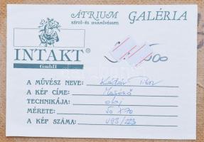 Kádár Tibor (1946-): Mosónő. Olaj, farost, jelzett, hátoldalán címkén feliratozott. Dekoratív fakere...