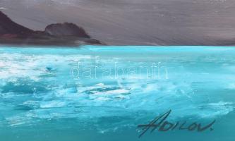 Adilov Kabul (1959-): Parti sziklák. Olaj, farost, jelzett, hátoldalán Intakt Átrium Galéria címkéjé...