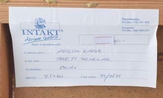 Adilov Kabul (1959-): Parti sziklák. Olaj, farost, jelzett, hátoldalán Intakt Átrium Galéria címkéjé...