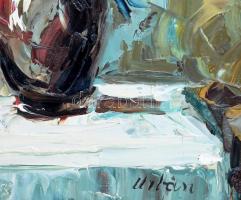 Urbán Gábor (1946-): Csendélet. Olaj, farost, jelzett, dekoratív fakeretben, 40x30cm