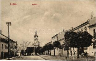 Leibic, Leibitz, Lubica; Fő utca, templom. Divald Károly fia kiadása / main street, church