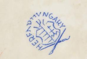 Herendi cipő. Lila virágfestéssel, jelzett, hibátlan, h: 10,5 cm