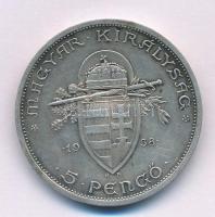 1938. 5P Ag "Szent István" T:XF patina 
Adamo P8.1