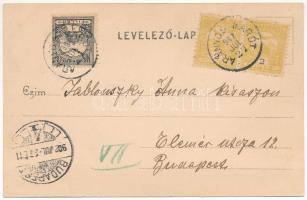 1902 Aranyosmarót, Zlaté Moravce; Erzsébet tér és Kálvária szobor télen este. Brunczlik Imre kiadása...