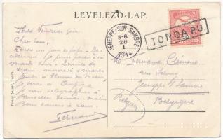 1914 Torda, Turda; utca, Sterl Gyula és Leöb Dávid üzlete. Füssy József kiadása / street, shops (EK)