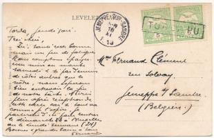 1913 Torda, Turda; Fő tér, piac, Sipos Gábor, Kovrig János, Botár Imre és Amirás Géza üzlete. W.L. B...