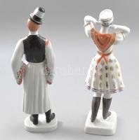 Hollóházi népviseletes fiú és lány. Jelzett, hibátlan (alátámasztási nyommal), m: 30-31 cm