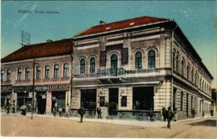 Torda, Turda; Emke kávéház, Kohn Adolf, Jánossy és társa, Biluska Gergő üzlete, Ariesana. W.L. Bp. 7021. 1911-14. / cafe, shops (fl)