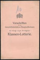 1910 Ügyviteli szabályok a M. Kir. Szabadalmaztatott Osztálysorsjáték főárusítói részére, 16p