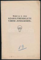 1914 Brassó, Brassó sz. k. város szabályrendelete városi zenekaráról, utolsó lap levált, 17p