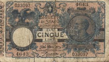 Olaszország/Államkincstár 1904. 5L T:III/IV