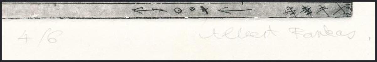 Albert Farkas (-): Naplopó. Rézkarc, papír, jelzett, művészpéldány 4/6 számozással. 5x20,5 cm