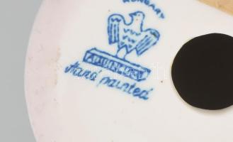 Aquincum aquazur lány tállal. Jelzett, ragasztott nyakkal, m: 16,5 cm