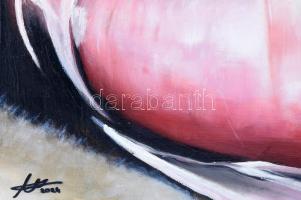 Nagy (Boglárka) Alíz (2001-): Chewing. Olaj, vászon. Jelezve balra lent és a hátoldalán. 58x58 cm. /...