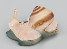 Zsolnay csiga. Jelzett, ragasztott, h: 10,5 cm