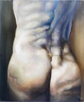 Nagy (Boglárka) Alíz (2001-): Scoliosis. Olaj, vászon. Jelezve jobbra lent, a hátoldalán autográf felirattal. 55x46 cm. / oil on canvas, signed lower right and on the reverse