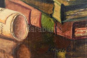 Klausz Éva (XX. sz. második fele): Csendélet hegedűvel. Olaj, farost, jelzett. Dekoratív fakeretben,...