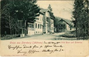 1900 Sternberk, Sternberg; Villa Rosa und Hubertus (Rb)