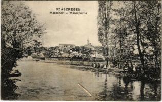 1913 Szászrégen, Reghin; Marospart. Bischitcz Ignác kiadása / Mures riverside (Rb)