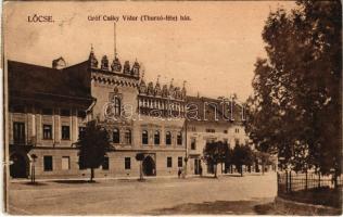 1911 Lőcse, Levoca; Gróf Csáky Vidor háza (Thurzó-féle ház). Braun Fülöp kiadása / villa, mansion (szakadás / tear)