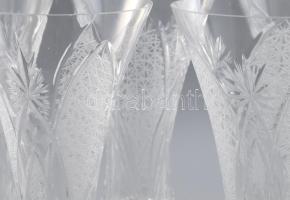 Kristály pezsgőspohár szett, 5 db Címkével jelzett, kis pattogzással, m: 24 cm