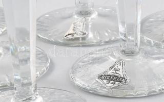 Kristály likőrös pohár szett. Címkével jelzett, kis pattogzással, m: 18 cm